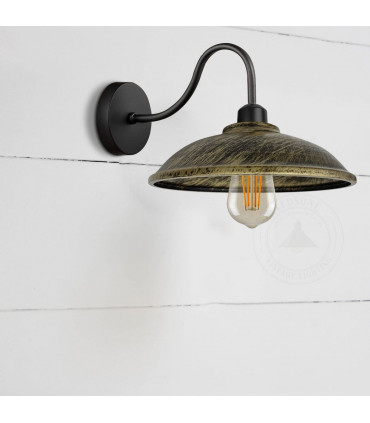 Wall Light Fixture, Black Wall Sconce E27 Base Swan Neck Hemisphere Shape Shade