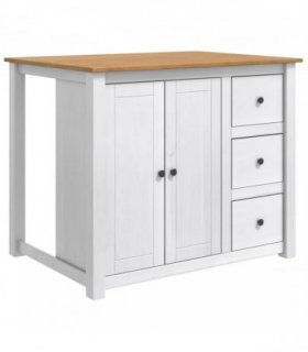 vidaXL Kitchen Trolley PANAMA 2 pcs White and Honey Wax Solid-Pine