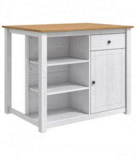 vidaXL Kitchen Trolley PANAMA 2 pcs White and Honey Wax Solid-Pine — V0672185709