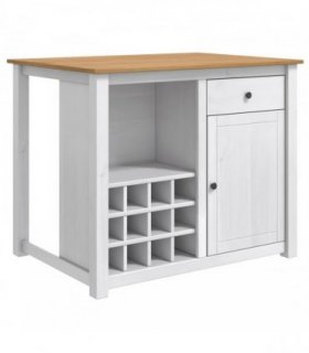 vidaXL Kitchen Trolley PANAMA 2 pcs White and Honey Wax Solid-Pine — V0672185711