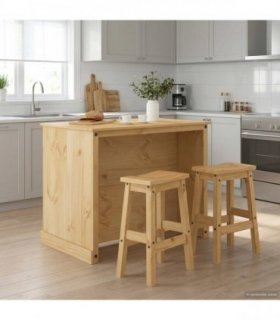 vidaXL Kitchen Island Set with Shelf 3 pcs Honey Wax Solid-Pine