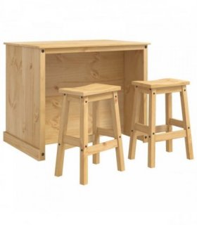 vidaXL Kitchen Island Set with Shelf 3 pcs Honey Wax Solid-Pine — V0672185715