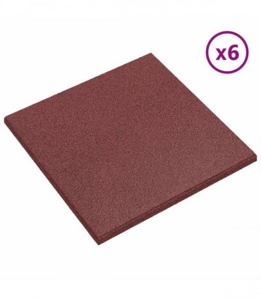 vidaXL Fall Protection Tiles 6 pcs Red 50 x 50 cm Rubber