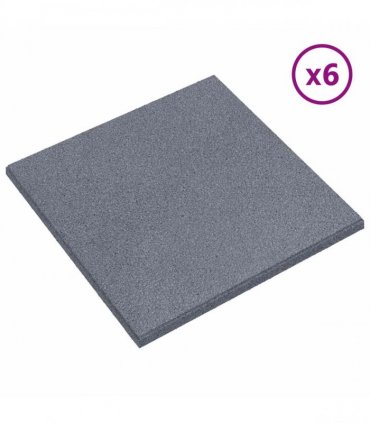 vidaXL Fall Protection Tiles 6 pcs Grey 50 x 50 cm Rubber