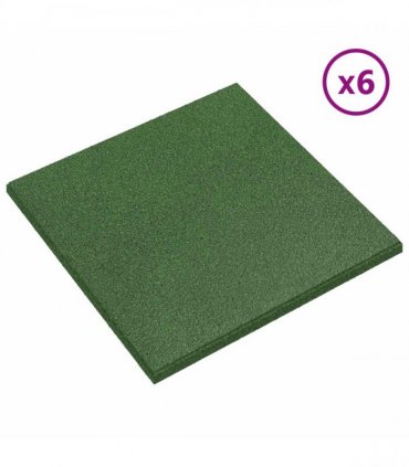 vidaXL Fall Protection Tiles 6 pcs Green 50 x 50 cm Rubber