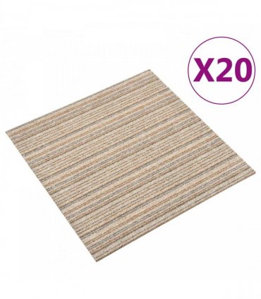 vidaXL Carpet 20 pcs Striped Beige 50 x 50 cm 100% Polypropylene