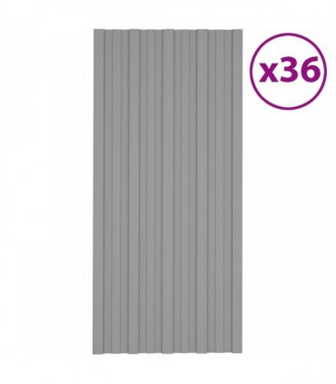 vidaXL Roof Panel 36 pcs Grey 100 x 45 cm Galvanised steel