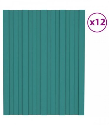 vidaXL Roof Panel 12 pcs Green 60 x 45 cm Galvanised steel