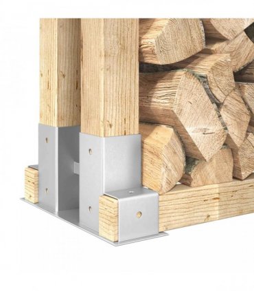 Firewood Stack Aid 12 pcs Silver 34 x 10 x 15 cm Steel — Colour: Silver/hot dip galvanised steel