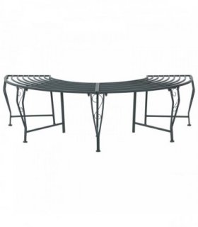 vidaXL Tree Bench 4-Seater 160 x 80 x 44 cm Steel Silver Grey — Model: without backrest