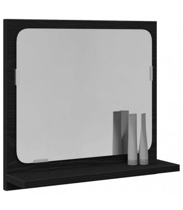 vidaXL Bathroom Mirror Black Oak 40x10.5x37 cm Engineered Wood — Size: 40 x 10.5 x 37 cm