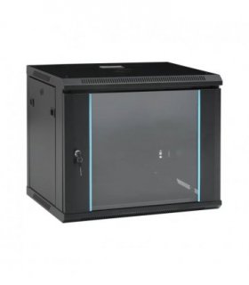 vidaXL 9U Wall Mounted Network Cabinet 19 IP20 600x450x510 mm — Colour: black, Size: 600 x 450 x 510 mm