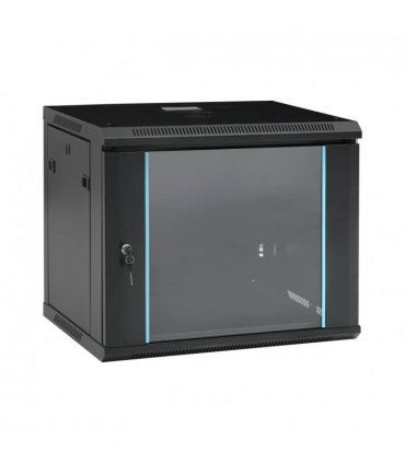 vidaXL 9U Wall Mounted Network Cabinet 19 IP20 600x450x510 mm — Colour: black, Size: 600 x 450 x 510 mm
