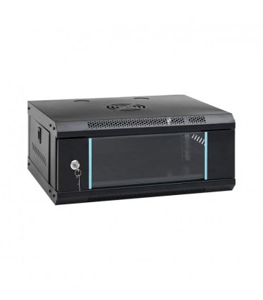 vidaXL 4U Wall Mounted Network Cabinet 19" IP20 53x40x21 cm — Colour: black, Size: 530 x 400 x 210 mm