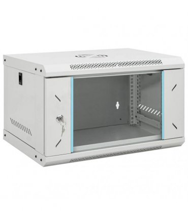 vidaXL 6U Wall Mounted Network Cabinet 19" IP20 53x40x30 cm — Colour: grey, Size: 530 x 400 x 300 mm