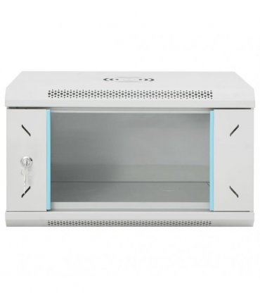 vidaXL 6U Wall Mounted Network Cabinet 19" IP20 53x40x30 cm — Colour: grey, Size: 530 x 400 x 300 mm