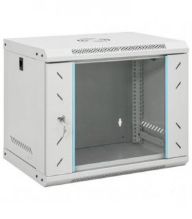 vidaXL 9U Wall Mounted Network Cabinet 19" IP20 53x40x45 cm — Colour: grey, Size: 530 x 400 x 450 mm
