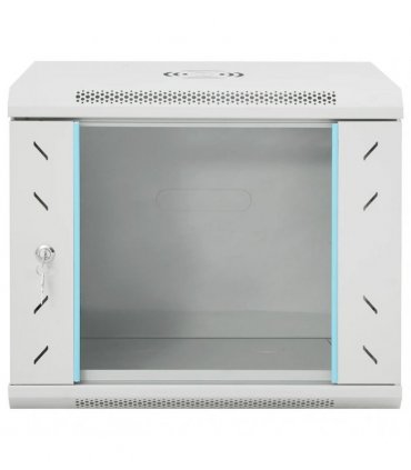 vidaXL 9U Wall Mounted Network Cabinet 19" IP20 53x40x45 cm — Colour: grey, Size: 530 x 400 x 450 mm
