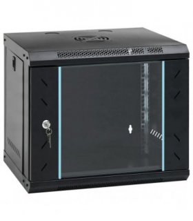 vidaXL 9U Wall Mounted Network Cabinet 19" IP20 53x40x45 cm — Colour: black, Size: 530 x 400 x 450 mm