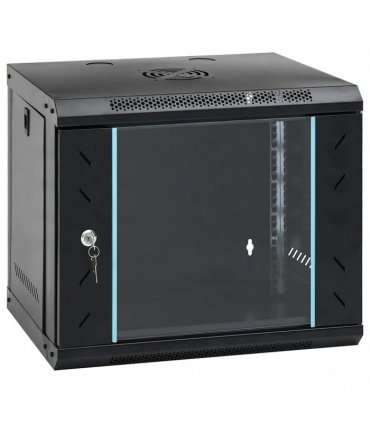 vidaXL 9U Wall Mounted Network Cabinet 19" IP20 53x40x45 cm — Colour: black, Size: 530 x 400 x 450 mm