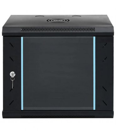 vidaXL 9U Wall Mounted Network Cabinet 19" IP20 53x40x45 cm — Colour: black, Size: 530 x 400 x 450 mm