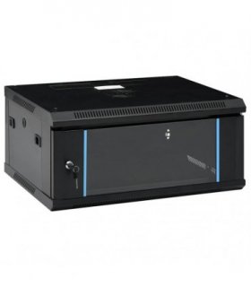 vidaXL 4U Wall Mounted Network Cabinet 19 IP20 600x450x285 mm — Colour: black, Size: 600 x 450 x 285 mm