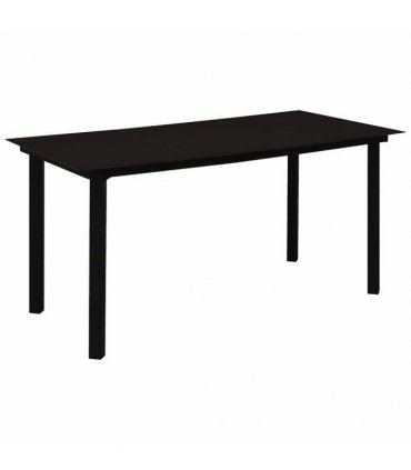 vidaXL 7 Piece Outdoor Dining Set PVC Rattan Black — Size: 150 x 80 x 74 cm