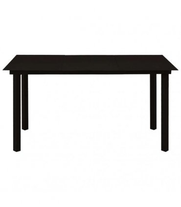 vidaXL 7 Piece Outdoor Dining Set PVC Rattan Black — Size: 150 x 80 x 74 cm