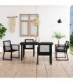 vidaXL 5 Piece Outdoor Dining Set PVC Rattan Black — Size: 150 x 80 x 74 cm