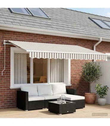 vidaXL Awning Replacement Fabric Light Grey and White 3 x 2.5 m