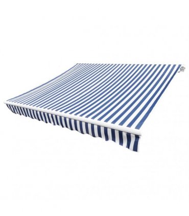 vidaXL Awning Top Sunshade Canvas Blue & White 500x300 cm — Colour: blue and white, Size: 5 x 3 m