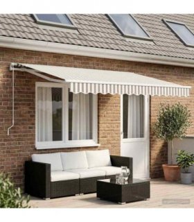 vidaXL Awning Replacement Fabric Light Grey and White 4.5 x 3 m