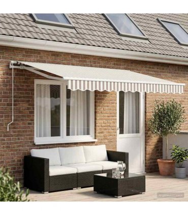 vidaXL Awning Replacement Fabric Light Grey and White 4.5 x 3 m