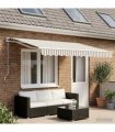 vidaXL Awning Replacement Fabric Light Grey and White 4.5 x 3 m