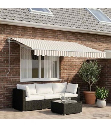 vidaXL Awning Replacement Fabric Light Grey and White 3.5 x 2.5 m