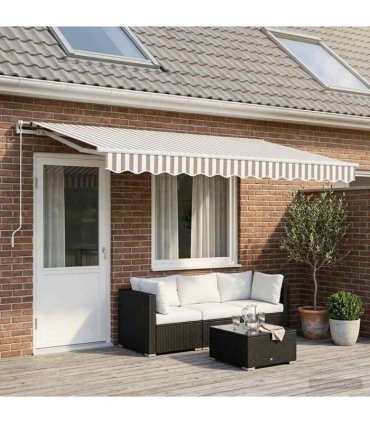 vidaXL Awning Replacement Fabric Light Grey and White 5 x 3 m