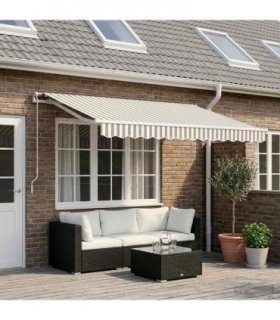 vidaXL Awning Replacement Fabric Light Grey and White 4 x 3 m