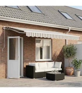 vidaXL Awning Replacement Fabric Light Grey and White 6 x 3.5 m