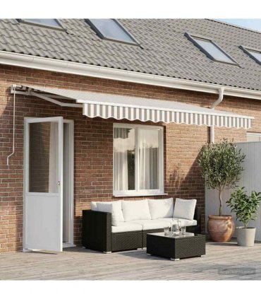 vidaXL Awning Replacement Fabric Light Grey and White 6 x 3.5 m
