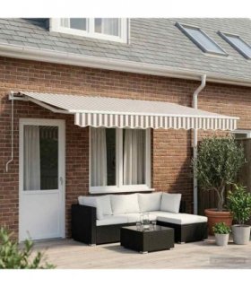 vidaXL Awning Replacement Fabric Light Grey and White 4 x 3.5 m