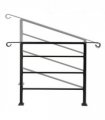 Handrails for Outdoor Steps, Wrought Iron Handrail Fits 1 to 4 Steps, Transitional Handrail with Installation Kit, Black
