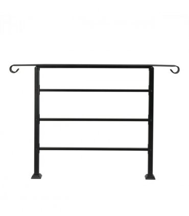 Handrails for Outdoor Steps, Wrought Iron Handrail Fits 1 to 4 Steps, Transitional Handrail with Installation Kit, Black