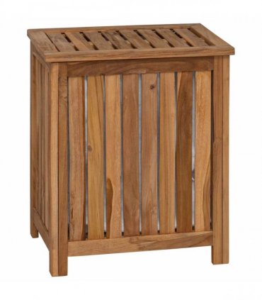 vidaXL Laundry Basket Natural 50 x 35 x 60 cm Solid Teak Wood — Model: with fabric bag