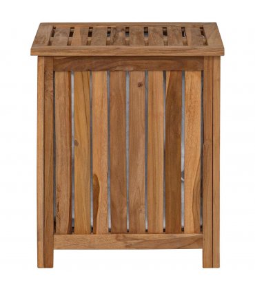 vidaXL Laundry Basket Natural 50 x 35 x 60 cm Solid Teak Wood — Model: with fabric bag