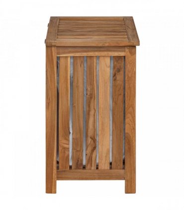vidaXL Laundry Basket Natural 50 x 35 x 60 cm Solid Teak Wood — Model: with fabric bag