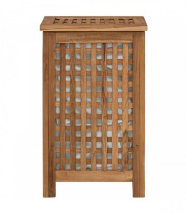 vidaXL Laundry Basket Natural 35 x 25 x 60 cm Solid Teak Wood — Model: with fabric bag