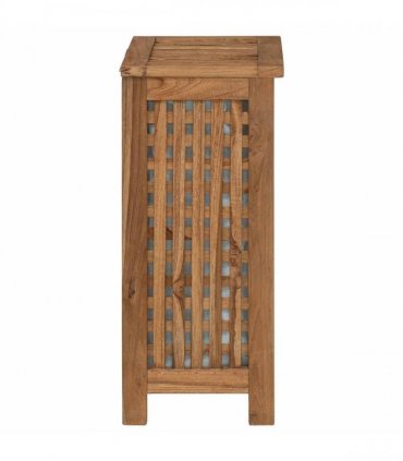 vidaXL Laundry Basket Natural 35 x 25 x 60 cm Solid Teak Wood — Model: with fabric bag