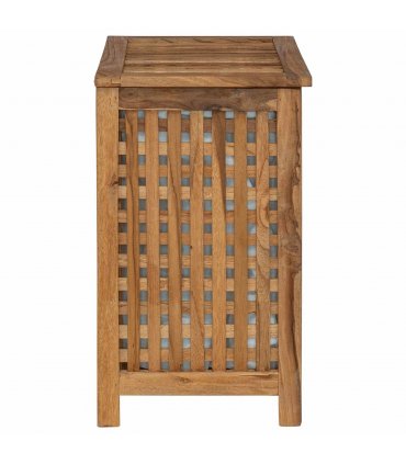 vidaXL Laundry Basket Natural 50 x 35 x 60 cm Solid Teak Wood — Model: with fabric bag — V0672199440