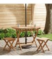 vidaXL Folding Garden Table Natural Ø 110 x 75 cm Solid Teak Wood