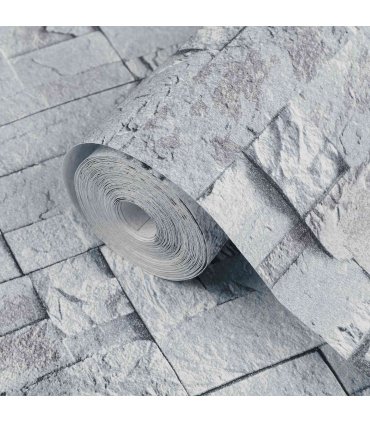 vidaXL 3D Stone Wallpaper Light Grey 10 x 0.53 m Non-Woven Fabric